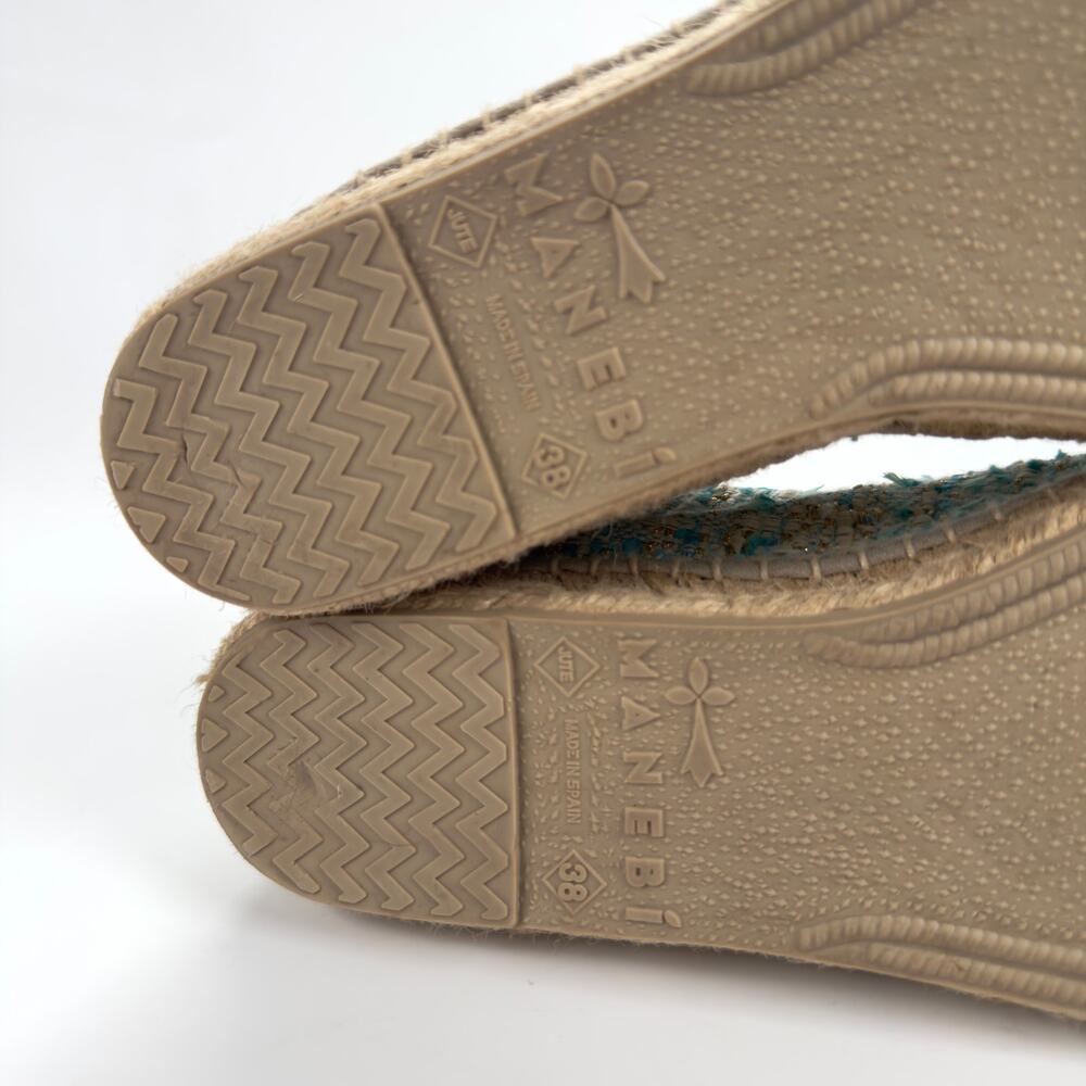 NWOT Anthropologie Manebi Tweed Espadrille Blue Flat Shoes Size US7.5 38 - Picture 10 of 12